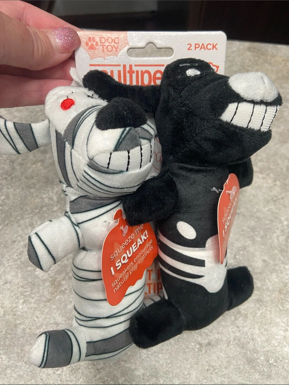 Multipet Loofa Skeleton and Mummy Dog Interactive Plush Toy 2-Pack NWT